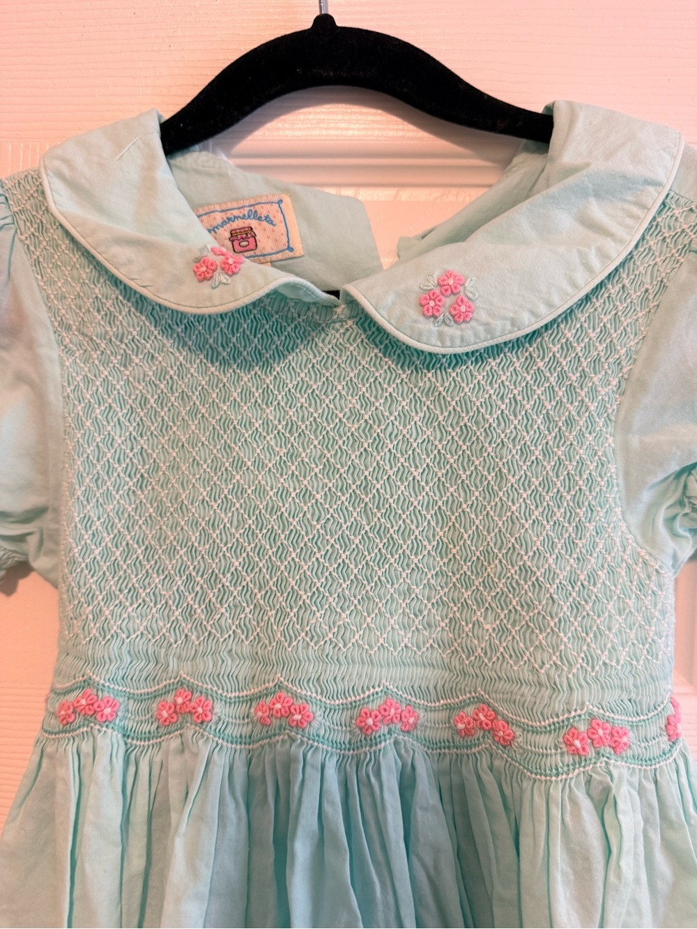marmellata Smocked Dress with Pink Floral Trim - Picture 3 of 7